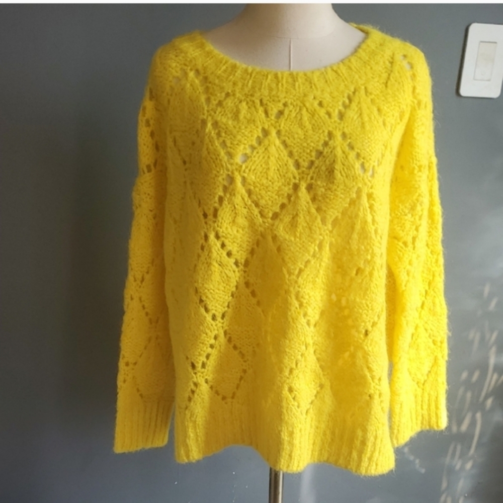 Sleeping On Snow Sunny Yellow Women's Knit Sweater - Picture 15 of 15